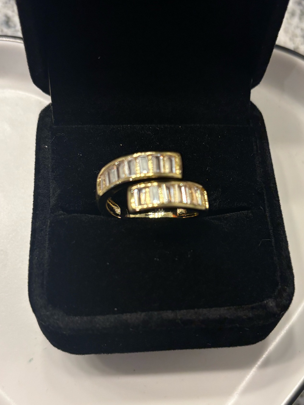 Gold Baguette-Cut CZ Wrap Ring - Elegant Women’s Fashion Ring